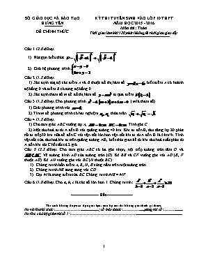 Bộ đề thi tuyển sinh vào Lớp 10 THPT môn Toán