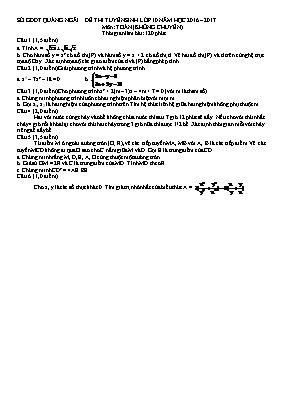Bộ đề thi tuyển sinh vào Lớp 10 THPT môn Toán - Năm học 2016-2017