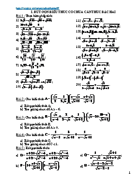 Các dạng Toán ôn vào 10