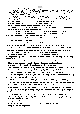 Chuyên đề bài tập Este và Cacbohđrat