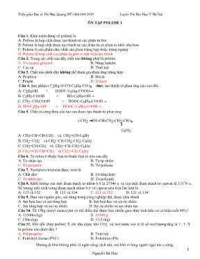 Chuyên đề bài tập ôn thi THPT Quốc gia môn Hóa học: Ôn tập Polime (Phần 1) - Hà Đức Quang