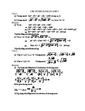 Chuyên đề Đại số Lớp 9: Bất đẳng thức