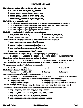 Chuyên đề luyện thi THPT Quốc gia môn Hóa học - Chuyên đề 4: Polime