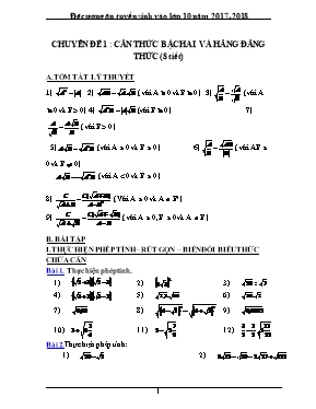 Chuyên đề luyện thi vào Lớp 10 THPT môn Toán