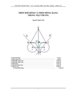 Chuyên đề phép dời hình và phép đồng dạng trong mặt phẳng - Nguyễn Minh Tiến