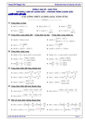 Đề cương học kỳ I môn Toán Lớp 11 - Năm học 2017-2018 - Phan Hữu Thế