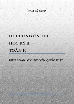 Đề cương ôn thi học kỳ 2 môn Toán 10 - Nguyễn