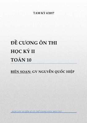 Đề cương ôn thi học kỳ II môn Toán 10 - Nguyễn Quốc Hiệp