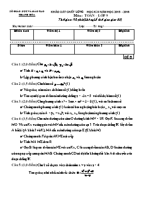 Đề khảo sát chất lượng học kỳ II môn Toán Lớp