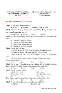 Đề khảo sát chất lượng môn Hóa học Lớp 12 - Đề số 19 - Năm học 2015-2016 - Nguyễn Anh Phong