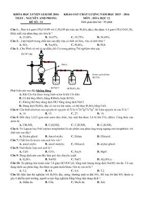 Đề khảo sát chất lượng môn Hóa học Lớp 12 - Đ