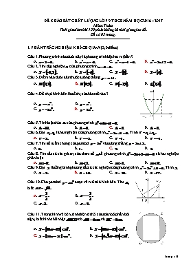 Đề khảo sát chất lượng môn Toán Lớp 9 - Năm h