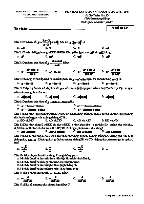 Đề khảo sát học kỳ II môn Toán Lớp 11 - Mã đề