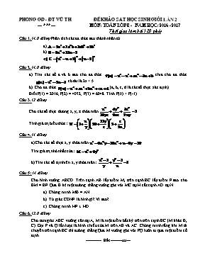 Đề khảo sát học sinh giỏi lần 2 môn Toán Lớp 8 - Năm học 2016-2017 - Phòng GD & ĐT Vũ Thư (Có đáp án)