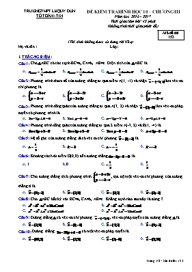 Đề kiểm tra 1 tiết Chương III môn Hình học Lớ