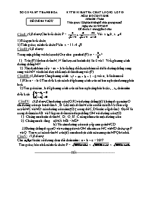 Đề kiểm tra chất lượng Lớp 10 môn Toán - Năm học 2017-2018 - Sở GD & ĐT Thanh Hóa (Có đáp án)