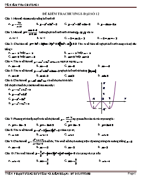 Đề kiểm tra Chương 1 môn Giải tích 12