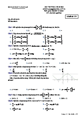 Đề kiểm tra Chương 1 môn Giải tích Lớp 11 - Mã đề thi 139