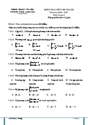 Đề kiểm tra Chương III môn Đại số 9 - Năm học