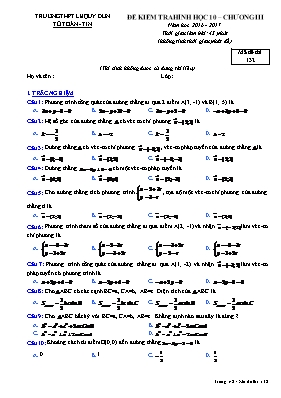 Đề kiểm tra Chương III môn Hình học Lớp 10 - 