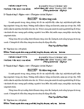 Đề kiểm tra cuối học kì I môn Tiếng Việt Lớp 5 - Năm học 2015-2016 - Trường TH Kim Đồng