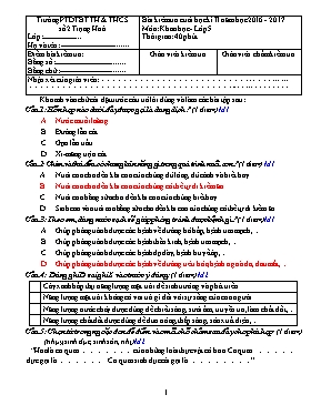 Đề kiểm tra cuối học kì II môn Khoa học Lớp 5