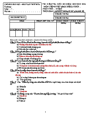 Đề kiểm tra cuối kỳ II môn Tiếng Việt Lớp 5 - Năm học 2015-2016 - Phòng GD & ĐT Thủ Thừa