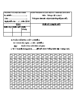 Đề kiểm tra định kỳ cuối học kỳ 1 môn Tiếng Việt Lớp 5 - Năm học 2015-2016 - Trường TH Ba Khâm