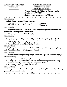 Đề kiểm tra học kì II môn Toán Lớp 9 - Năm học 2016-2017 - Sở GD & ĐT Tiền Giang