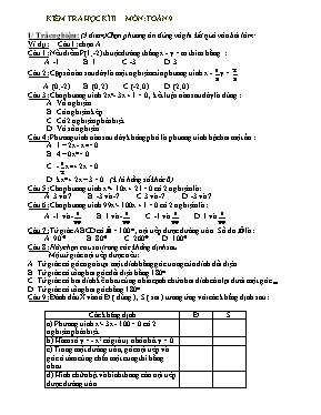 Đề kiểm tra học kỳ 2 môn Toán Khối 9 (Có đáp án)