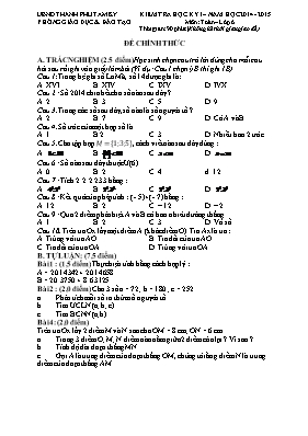 Đề kiểm tra học kỳ I môn Toán Lớp 6 - Năm học 2014-2015 - Phòng GD & ĐT Tam Kỳ