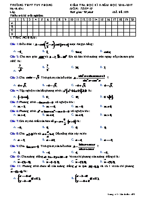 Đề kiểm tra học kỳ II môn Toán Lớp 10 - Mã đề