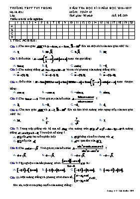 Đề kiểm tra học kỳ II môn Toán Lớp 10 - Mã đề