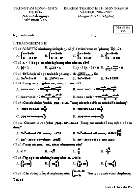 Đề kiểm tra học kỳ II môn Toán Lớp 10 - Mã đề