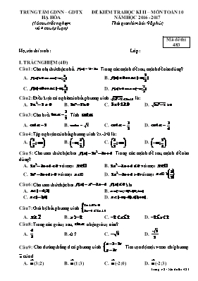 Đề kiểm tra học kỳ II môn Toán Lớp 10 - Mã đề