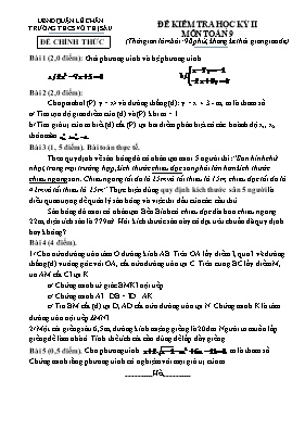 Đề kiểm tra học kỳ II môn Toán Lớp 9 - Trường