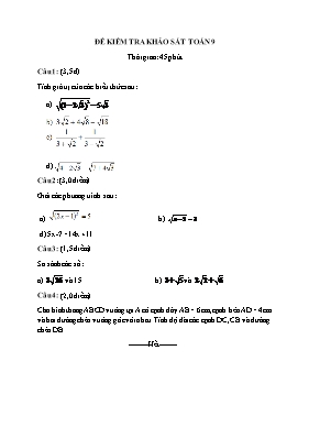 Đề kiểm tra khảo sát Toán 9