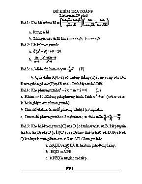 Đề kiểm tra Toán Khối 9