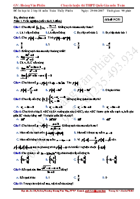 Đề ôn học kỳ 2 môn Toán Lớp 11 - Đề 5 - Năm h
