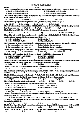 Đề ôn tập kiểm tra 1 tiết lần IV môn Hóa học Lớp 12