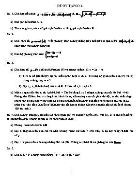 Đề ôn tập môn Toán Khối 9 - Đề 4 (Có đáp án)