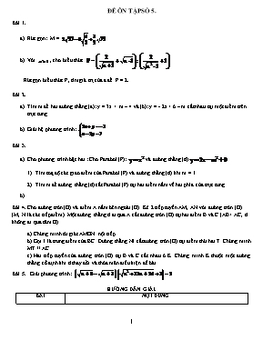 Đề ôn tập môn Toán Khối 9 - Đề 5 (Có đáp án)
