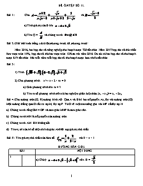 Đề ôn tập môn Toán Khối 9 - Đề số 11 (Có đáp án)