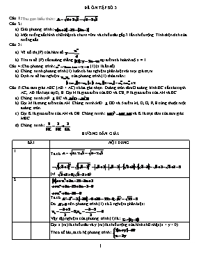 Đề ôn tập môn Toán Khối 9 - Đề số 3 (Có đáp án)