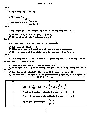 Đề ôn tập môn Toán Lớp 9 - Đề số 1 (Có đáp án)