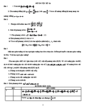 Đề ôn tập môn Toán Lớp 9 - Đề số 26 (Có đáp án)