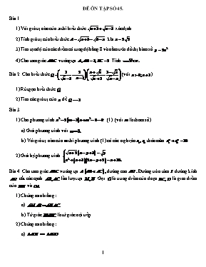 Đề ôn tập môn Toán Lớp 9 - Đề số 45 (Có đáp án)