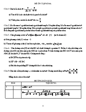 Đề ôn tập môn Toán Lớp 9 - Đề số 46 (Có đáp án)