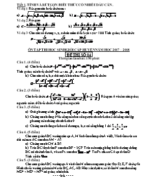Đề ôn thi học sinh giỏi cấp huyện môn Toán Lớp 9 - Đề số 04 - Năm học 2017-2018