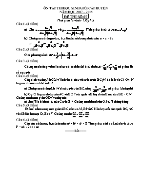Đề ôn thi học sinh giỏi cấp huyện môn Toán Lớp 9 - Đề số 07 - Năm học 2017-2018